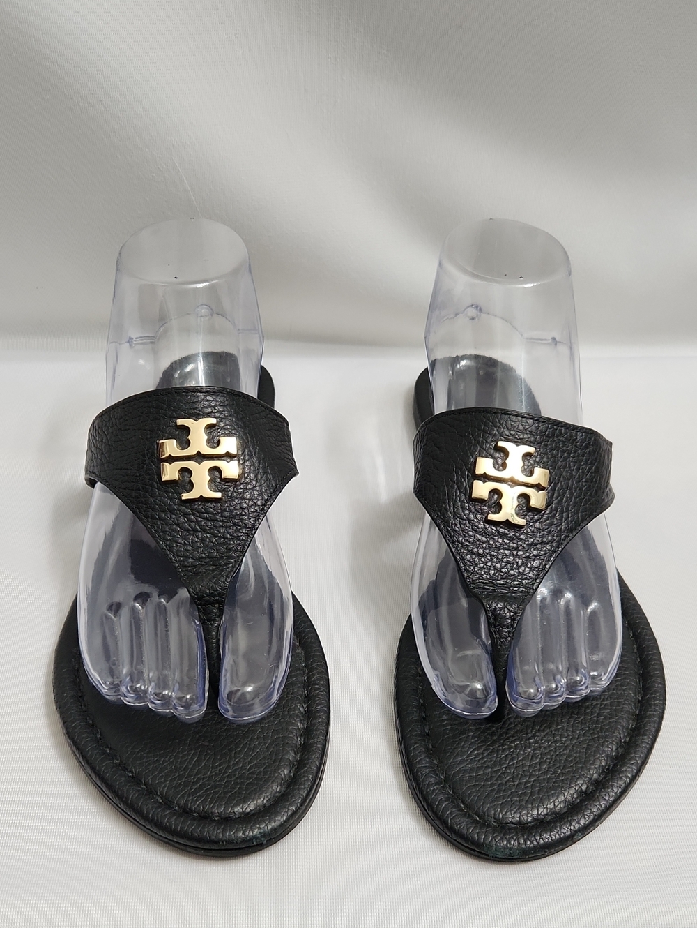 Tory Burch Black Leather Miller T Style Sandals (Size 9)